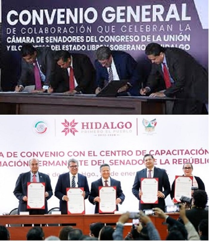 Firman Convenio Gobierno de Hidalgo y CECAFP del Senado de la Republica