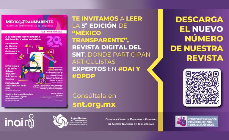 El Itaih Colabora en El Quinto Número de La Revista Digital del SNT “México Transparente
