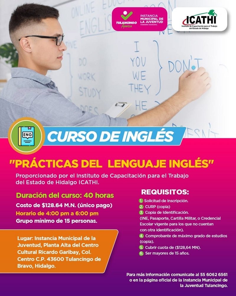 Continúa Extensión del Curso Inglés Fácil en Tulancingo Instancia de La Juventud E (Icathi)