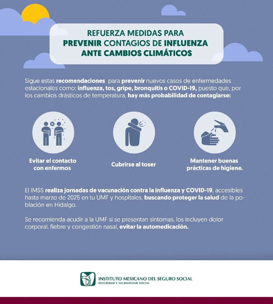 Promueve IMSS Hidalgo Acciones Para Prevenir Contagios de Influenza Ante Cambios Climáticos